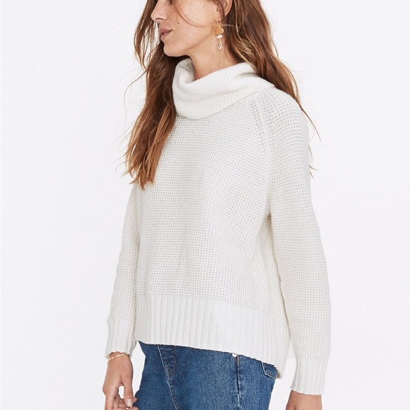 Madewell Eastbrook Turtleneck Cross-Back Sweater in Cotton-Merino Yarn size M - Picture 5 of 7